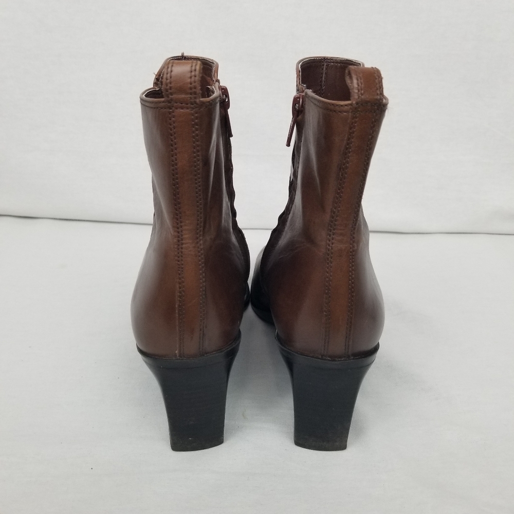 Antonio Melani brown leather ankle/chunky heel boots 9.5 M - Picture 3 of 13